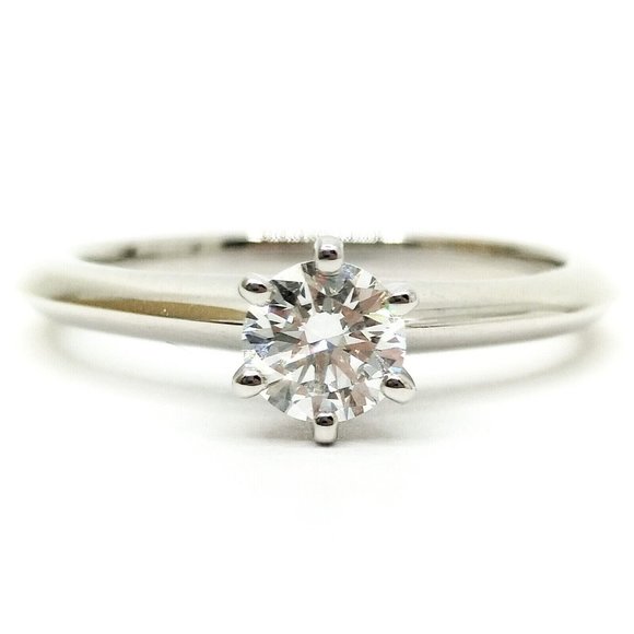 Tiffany and Co. Ring Solitaire Diamond VS1 0.34ct Platinum White Gold Ring 4 1/2 - Picture 1 of 9